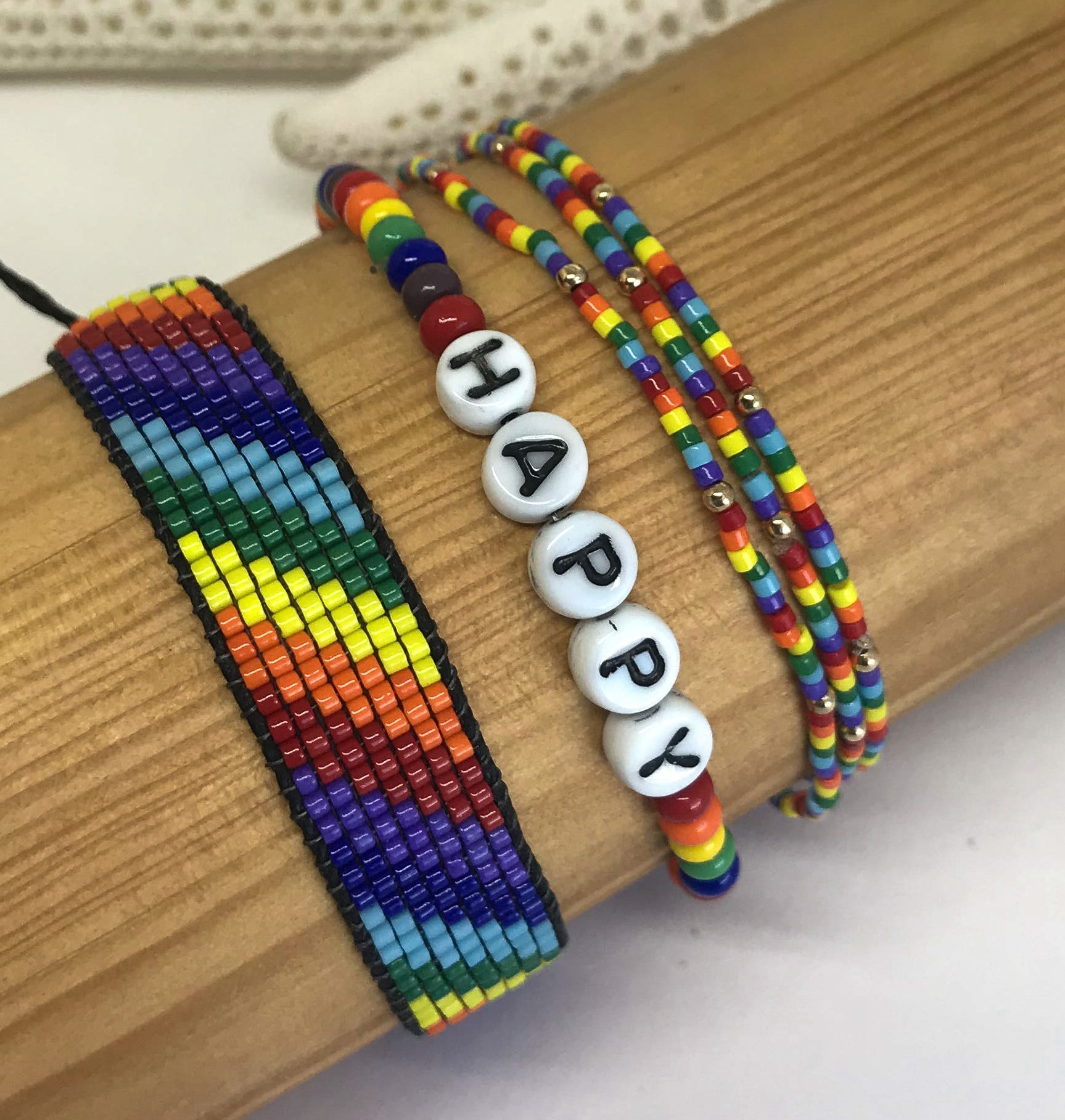Rainbow Bracelet Woven Loom with Japanese Seed Beads Adjustable Waterproof  Jewelry. Made in USA – Just Bead It