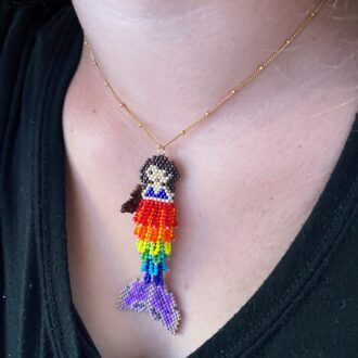 Rainbow Connection Mermaid Necklace on Model