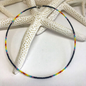Rainbow-Jet-Black-Necklace-Hand-Beaded-Seed-Bead-Starfish