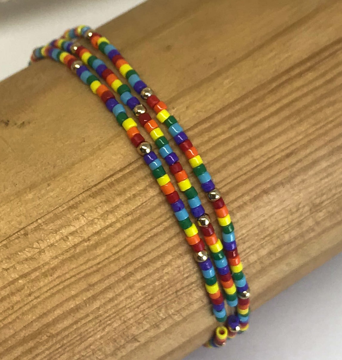 Rainbow Glass Seed Beaded Bracelet