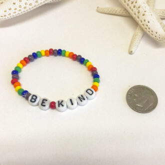 Rainbow-Stretch,-Wear-your-Word,-with-6_0-Seed-Beads-Bracelet-Be-Kind
