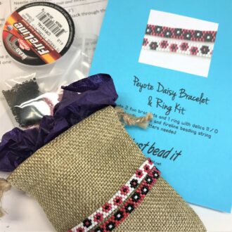 Peyote Stitch Daisy Bracelets and Ring Kit Ladybug Black Reds