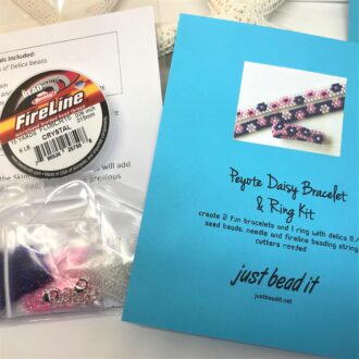 Peyote Stitch Daisy Bracelets and Ring Kit Pink Purple