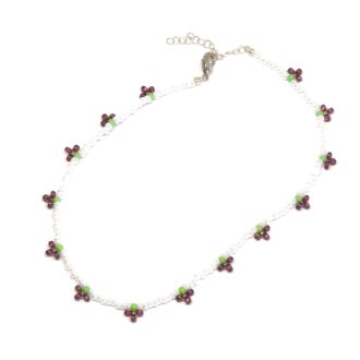 Grapes Necklace Seed Beads KidCore Collection White