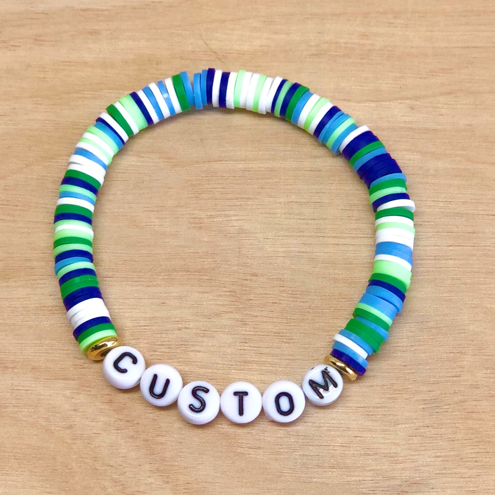 Personalized Letter Heishi Clay Bead Bracelet Custom Friendship