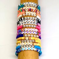 Heishi, Pearl and Words Stretch Bracelet KIdCore