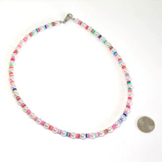 KidCore Pearl and Colorful Heishi Necklace 6mm Sizing