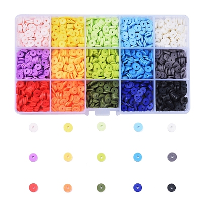 DIY Heishi Bracelet Making Kit, Including Polymer Clay Disc & Acrylic &  Plastic Flat Round Beads, Elastic Thread, Mixed Color, Beads: 6~7x1~4mm,  Hole: 1.3~2mm, 3984Pcs/set