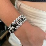 Clay Heishi Bracelets in Variegated Personalized Custom Words Black White Model