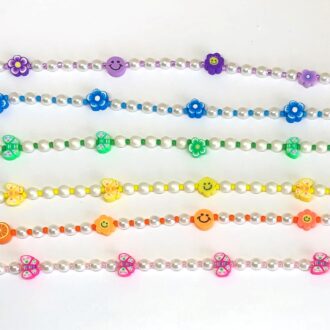 Fun Clay Beads and Czech Glass Pearl Beaded Necklace Jewelry Assorted Color Variety KidCore Collection