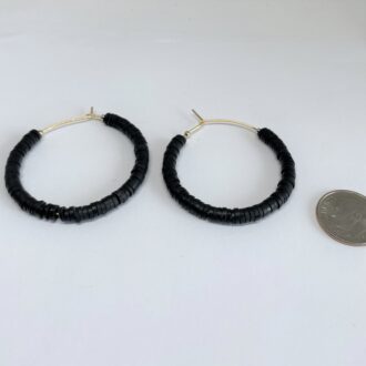 Hoop Earring with Clay Heishi Beads Kidcore Collection Black Sizing
