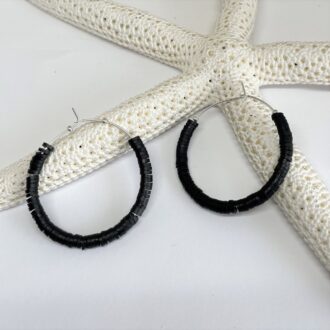 Hoop Earring with Clay Heishi Beads Kidcore Collection Black on Starfish