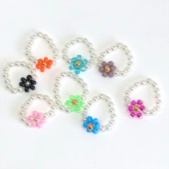 Pearl Daisy Chain Ring Assorted Color Variety Natural KidCore Collection