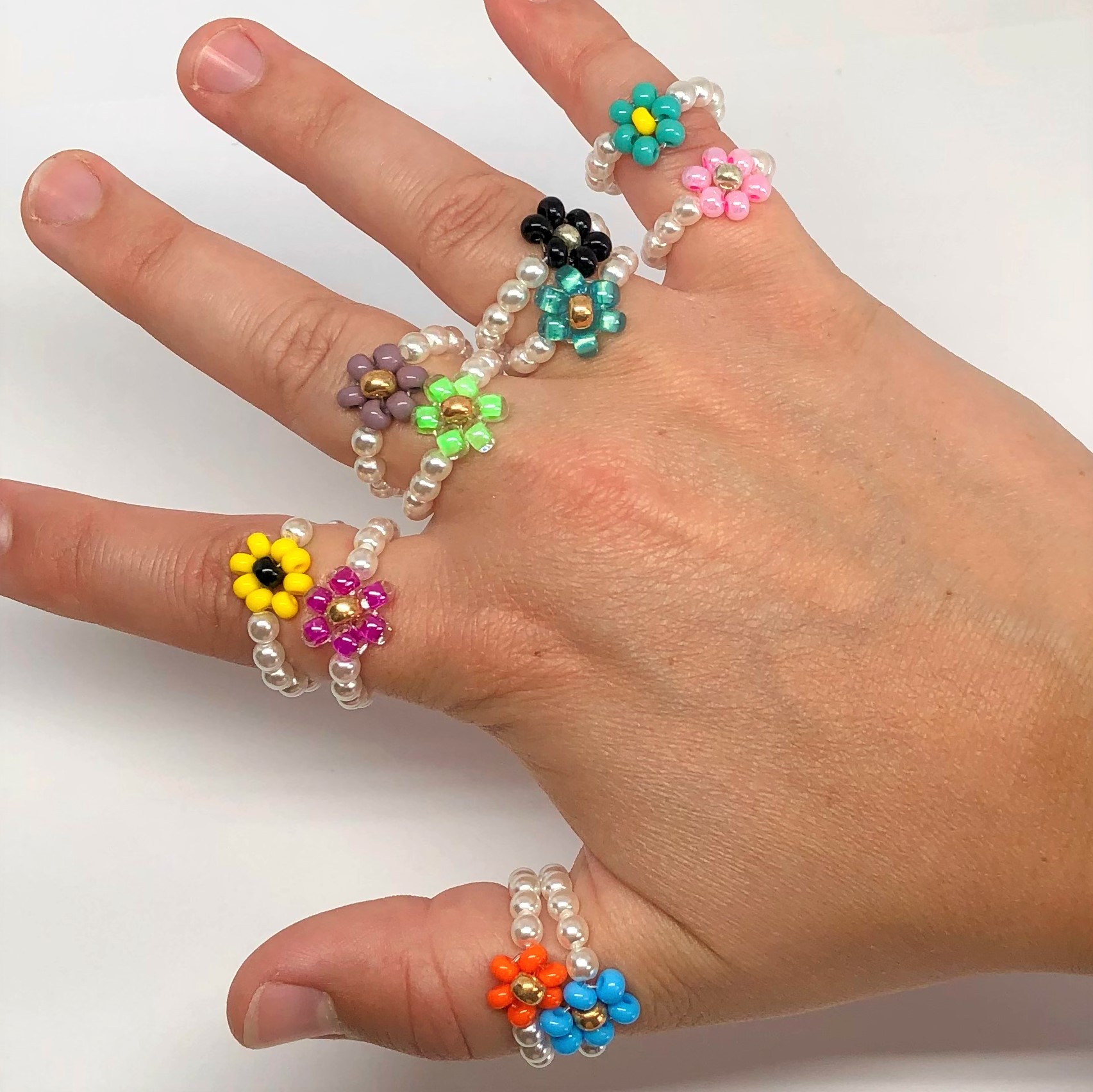 Daisy Chain Ring with Czech Glass Pearls FUN Jewelry/ Kidcore Super Cute  Fashionista / Made in USA – Just Bead It