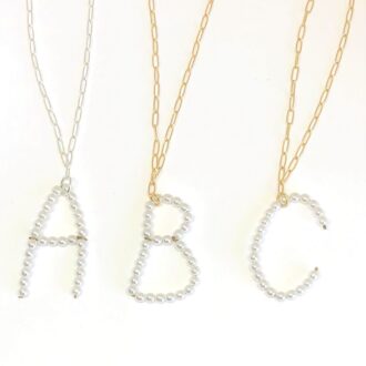 Pearl Letter Necklace Assorted ABC Variety White KidCore Collection