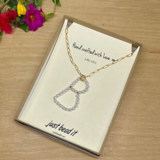 Pearl Monogram Initial Personalized with Gold Paperclip Chain in Box