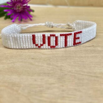 Vote Beaded Loom Bracelet Natural
