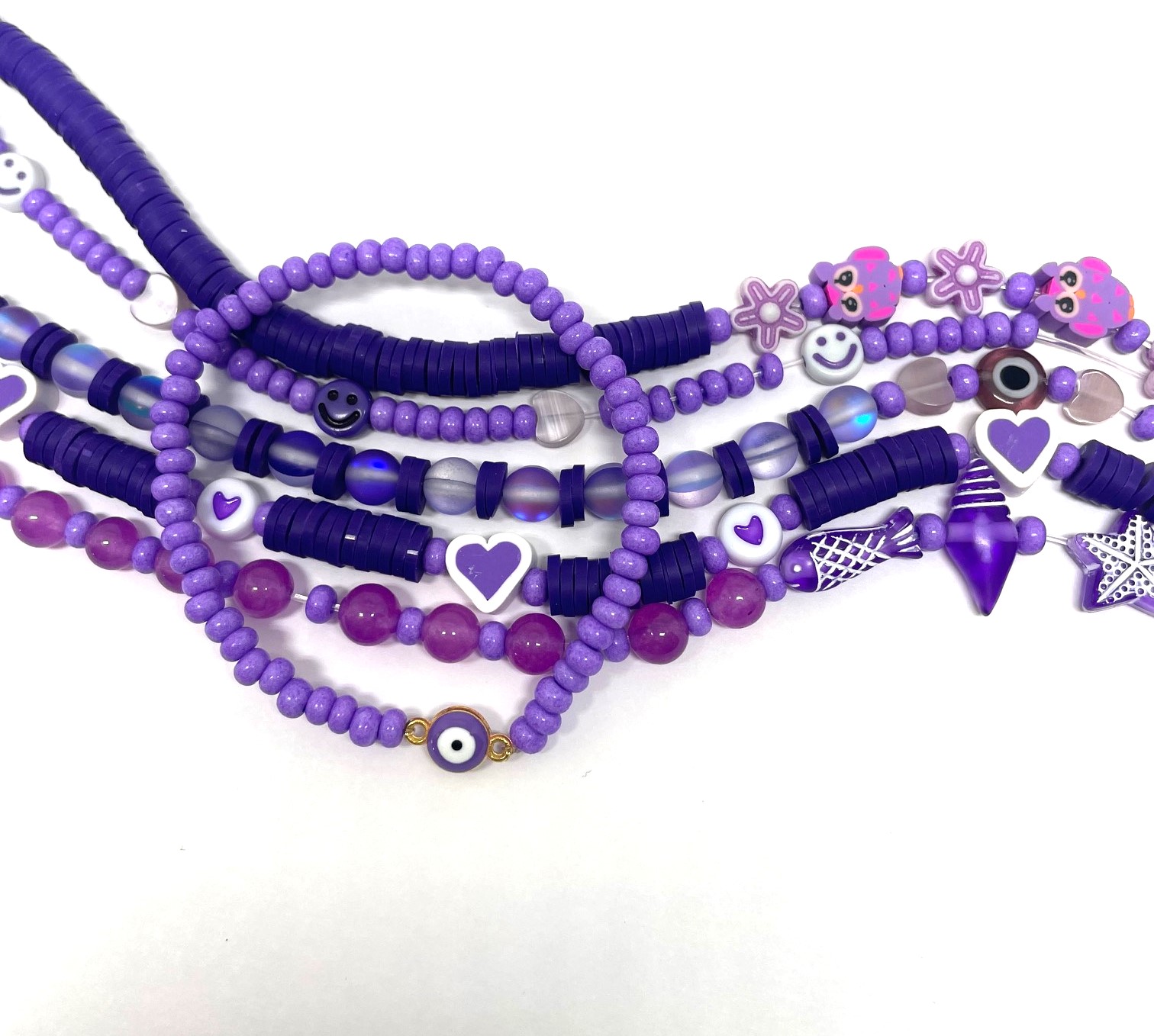 Purple Heart Bracelet - 1Pcs - Clay Beads