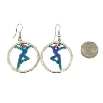 Silver Rainbow Dancer Earrings w Dime